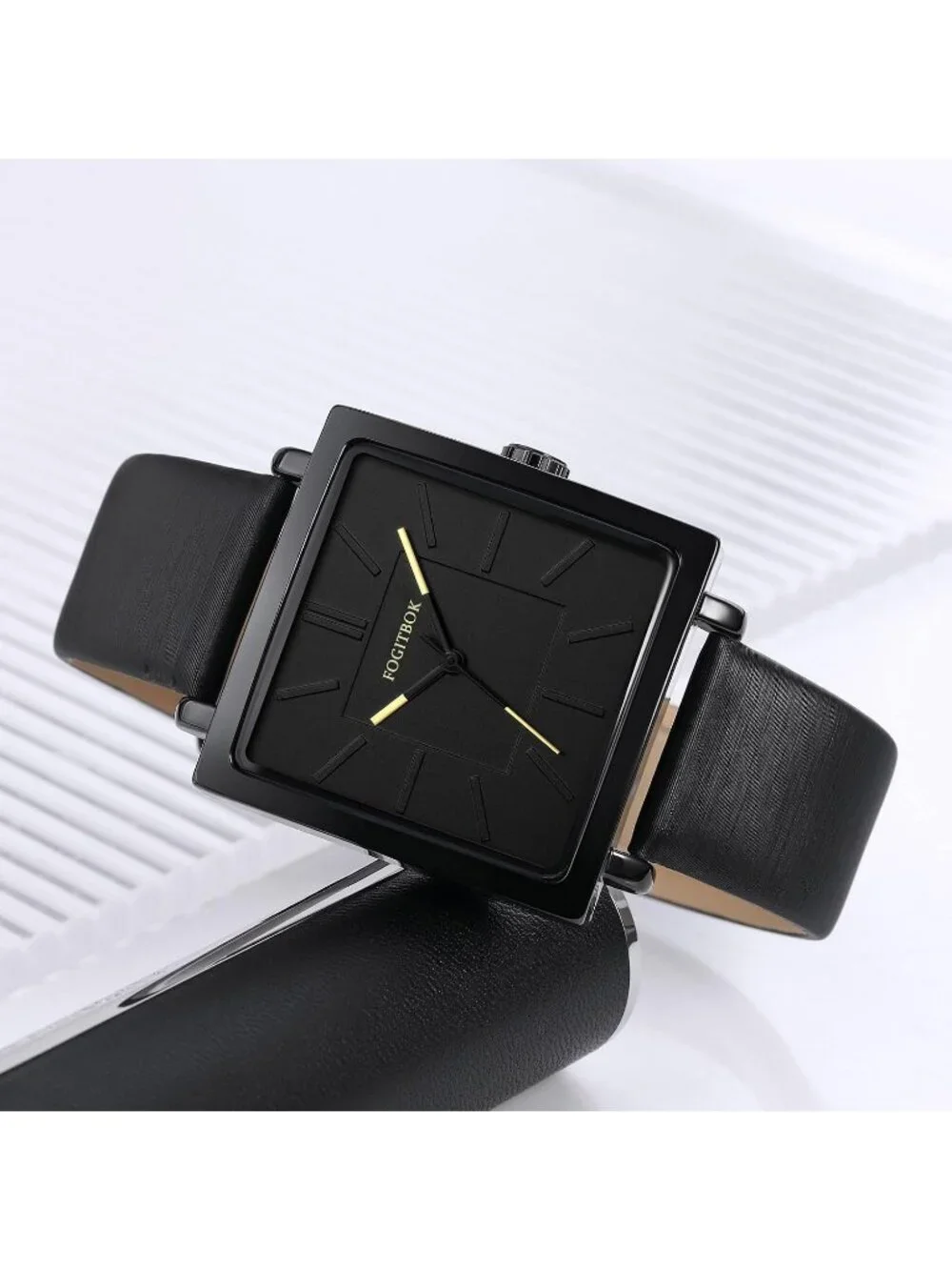 Women's Black Waterproof Leather Band Thin Design Classic Quartz Wrist Watch